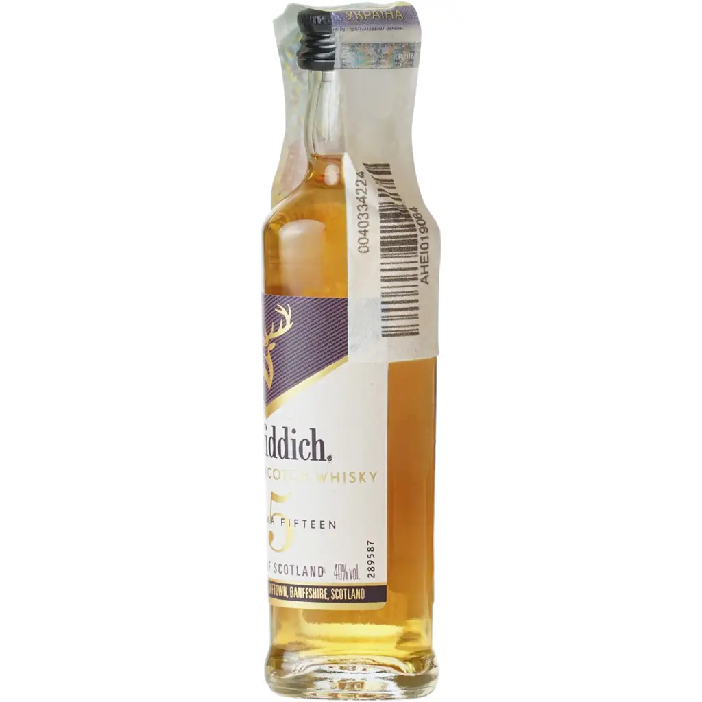 Виски Glenfiddich Single Malt Scotch, 15 лет, 40%, 0,05 л - фото 2