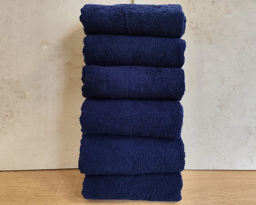 Набір турецьких махрових однотонних рушників Zeron 6 штук 50х90 Dark Blue щільність 500 г/м2