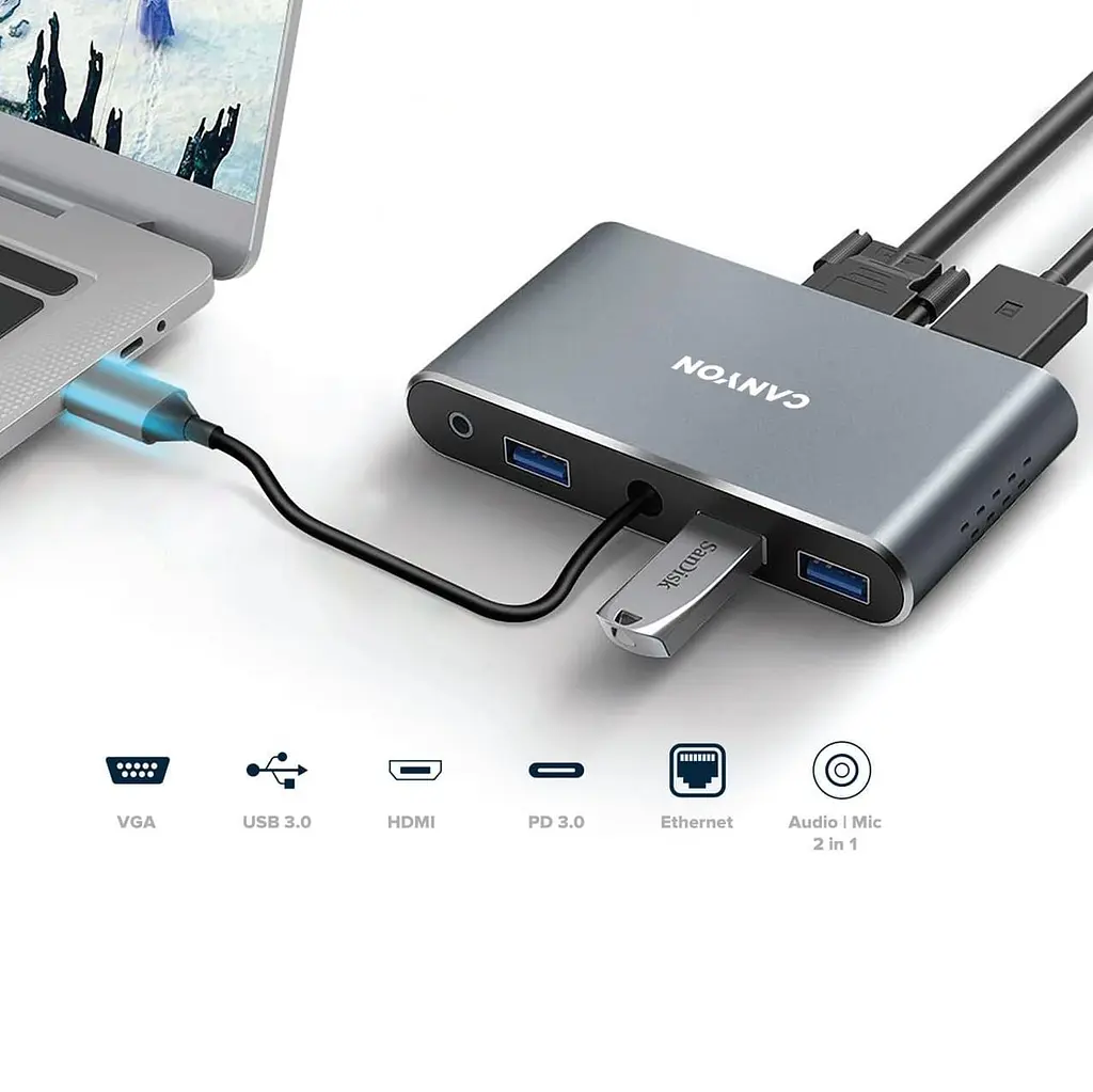 USB-Хаб Canyon 8-in-1 USB-C (CNS-TDS14) - фото 3