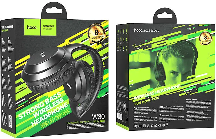Наушники stereo гарнитура Hoco W30 Fun Move (Черный) - фото 6