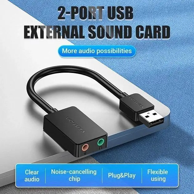 Звуковая карта Vention USB Sound Card 2.0 Channel 1 м, черный (CDYBF) - фото 5