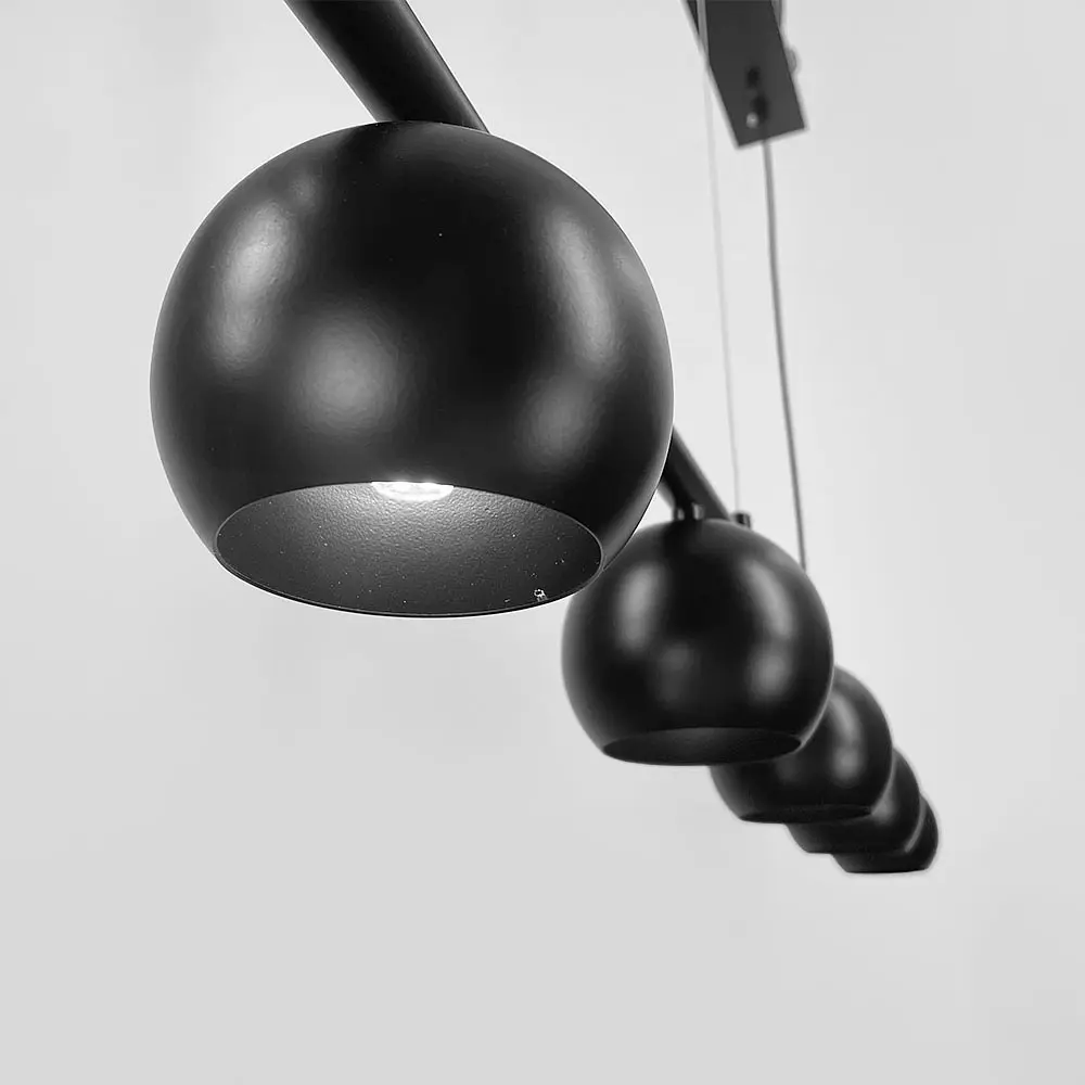 Черная металлическая люстра на 5 плафонов 100 см Ст. MJ 208-1000 BK Line F - фото 3