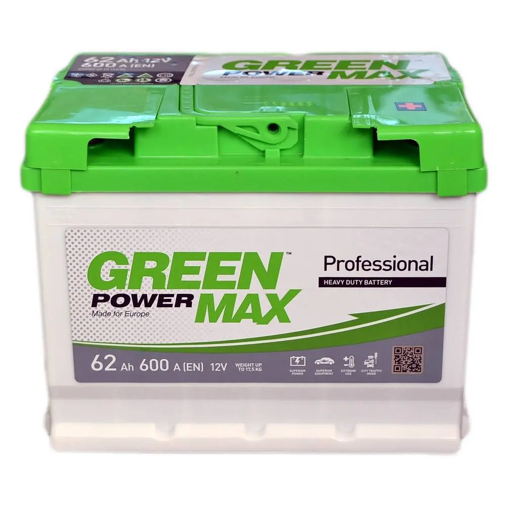Автомобільний акумулятор GREEN POWER MAX 6СТ-62Ah АзЕ 600A (EN)