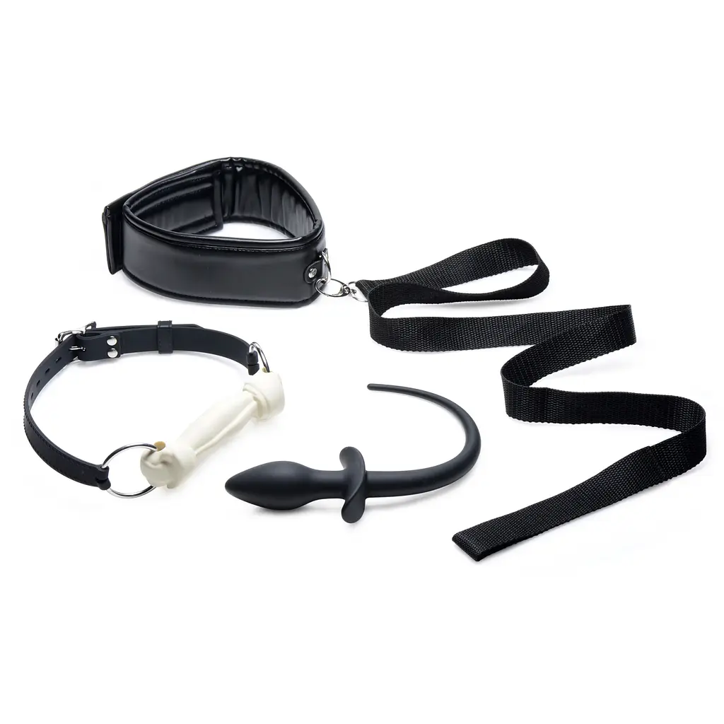 Tailz Puppy Play Set - Gag, Plug, Collar - рольовий БДСМ набір щеняти: кляп, анальна пробка з хвостом, нашийник