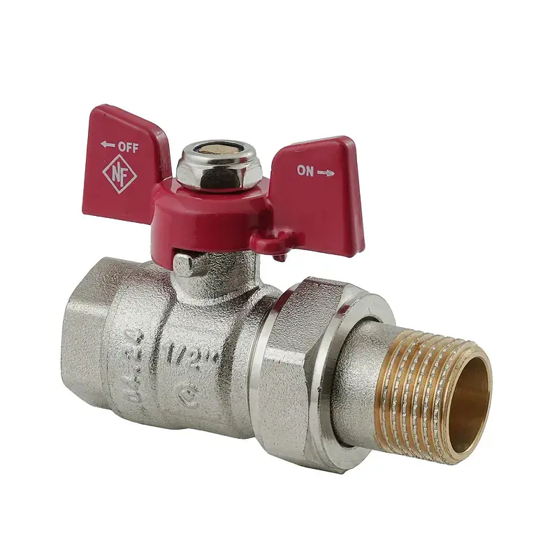 Кран з американкою Nolf Classic NFC.921-06-1/2" FM ГШМ, ручка "метелик" червона NF3150