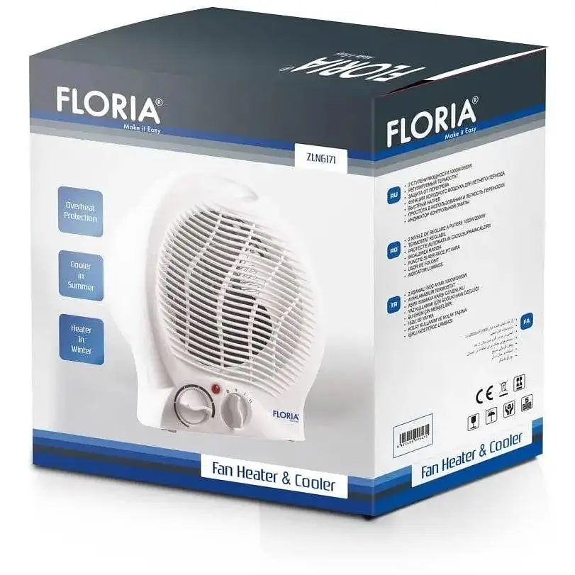 Тепловентилятор Floria ZLNG171 обігрівач підлоговий дуйчик 2000 Вт білий - фото 2