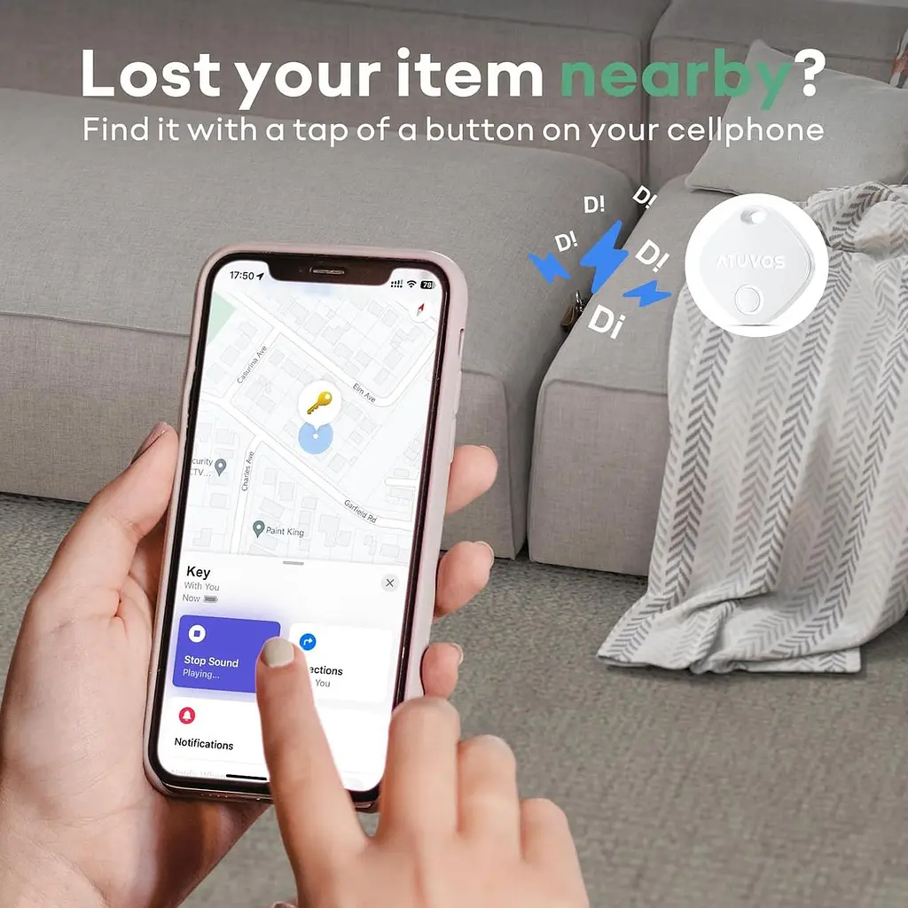 Atuvos Smart Bluetooth Air Tracker 1 Pack, Keys Finder работает с Apple Find My (только iOS), локатор предметов для ключей - фото 6