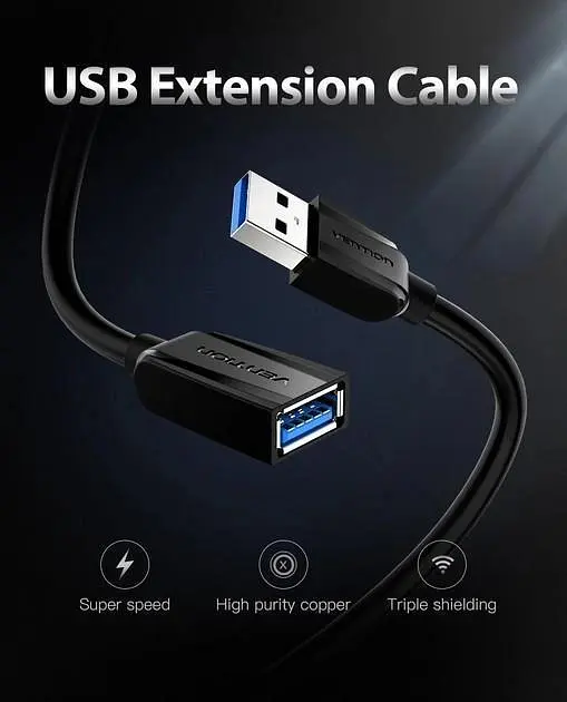 Подовжувач USB-USB 3.0 Vention F/M Flexible Round 5Gbps 1m Black (VAS-A45-B100) - фото 6