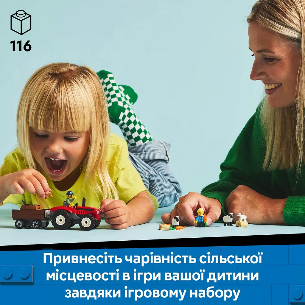 Конструктор LEGO City Червоний фермерський трактор із причепом і вівцями 116 деталей (60461) - фото 10