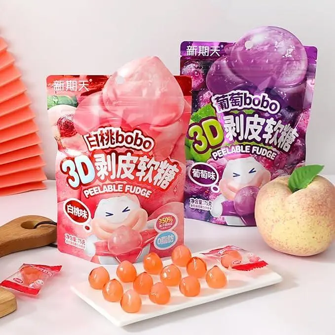 Китайські жувальні цукерки 3D Fruit Shaped Gummies Bobo Peelable Fudge Виноград 75г - фото 5