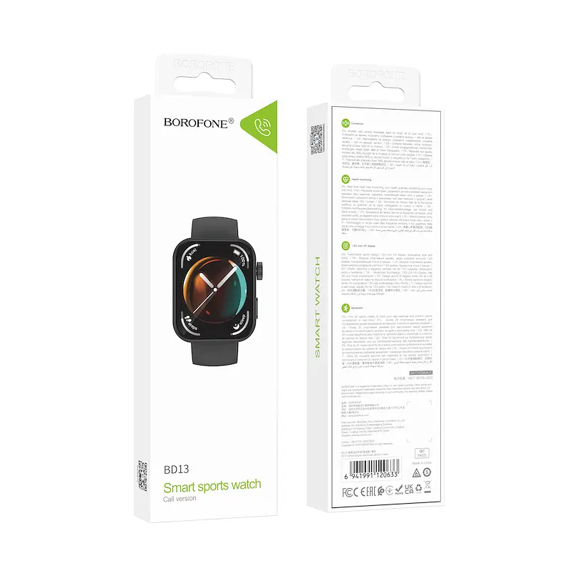 Смарт-годинник BOROFONE BD13 42mm. 230 mAh. Smart sports watch (call version) Black - фото 2