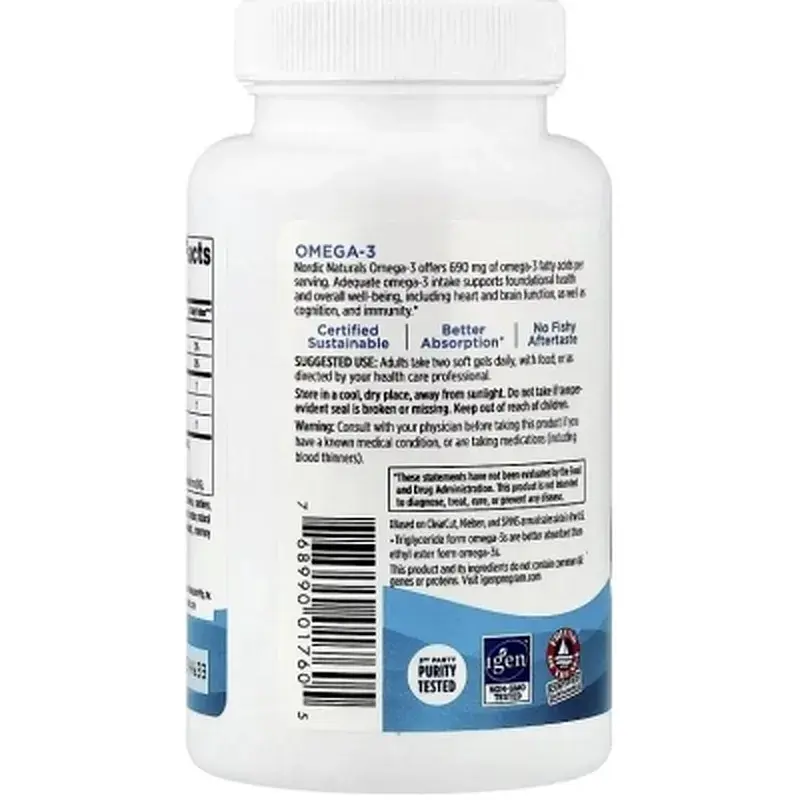 Вітамінно-мінеральний комплекс Nordic Naturals Омега-3, 690 мг на порцію, смак лимона, Omega-3, 60 гелевих кап (NOR-01760) - фото 5