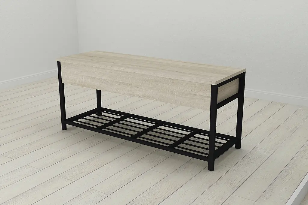 Банкетка с ящиком Ferrum-decor Дрейк 1 550x1000x400 металл Черный ДСП Сонома 16 мм (FRD-103048) - фото 2