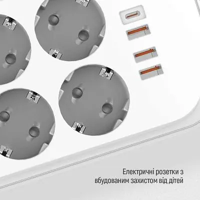 Мережевий фільтр живлення ColorWay (CW-CHE64PDW), 6 розеток/4USB 2M (CW-CHE64PDW) - фото 8