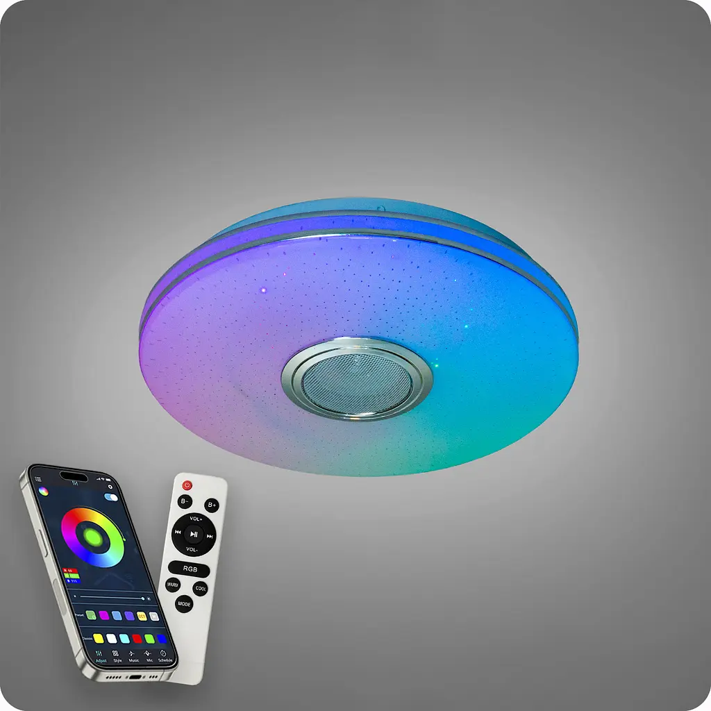 Люстра світлодіодна 517 Dlight RGB з пультом і колонкою 45Вт Білий (02145) - фото 3