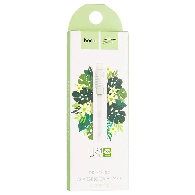 USB Cable Hoco U34 Ling Ying iPhone 6 White 1.2m - фото 3