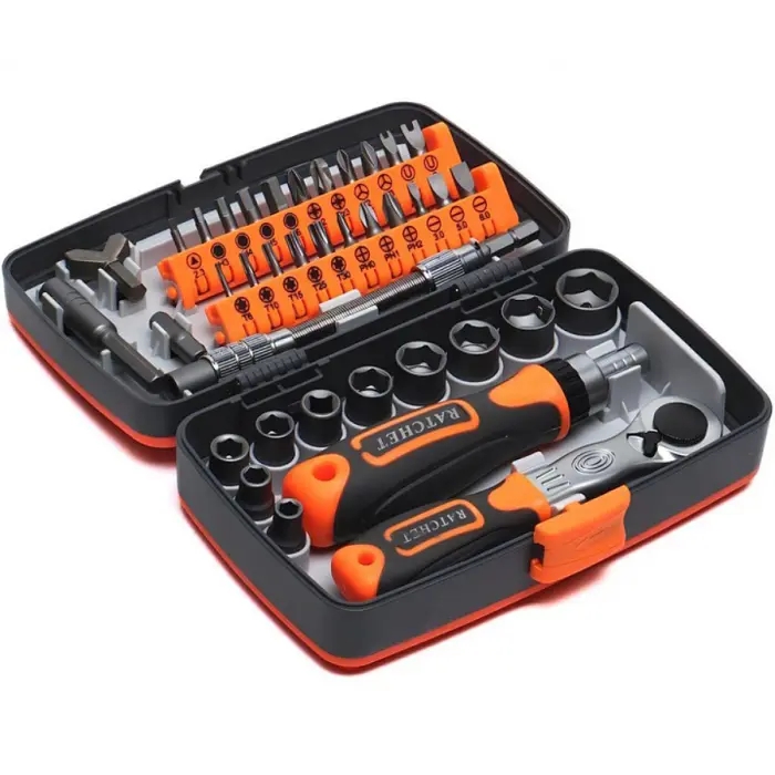 Набір викруток із тріскачкою Torx Ratchet 68 в 1/Рожевий комплект інструментів із храповим механізмом - фото 3