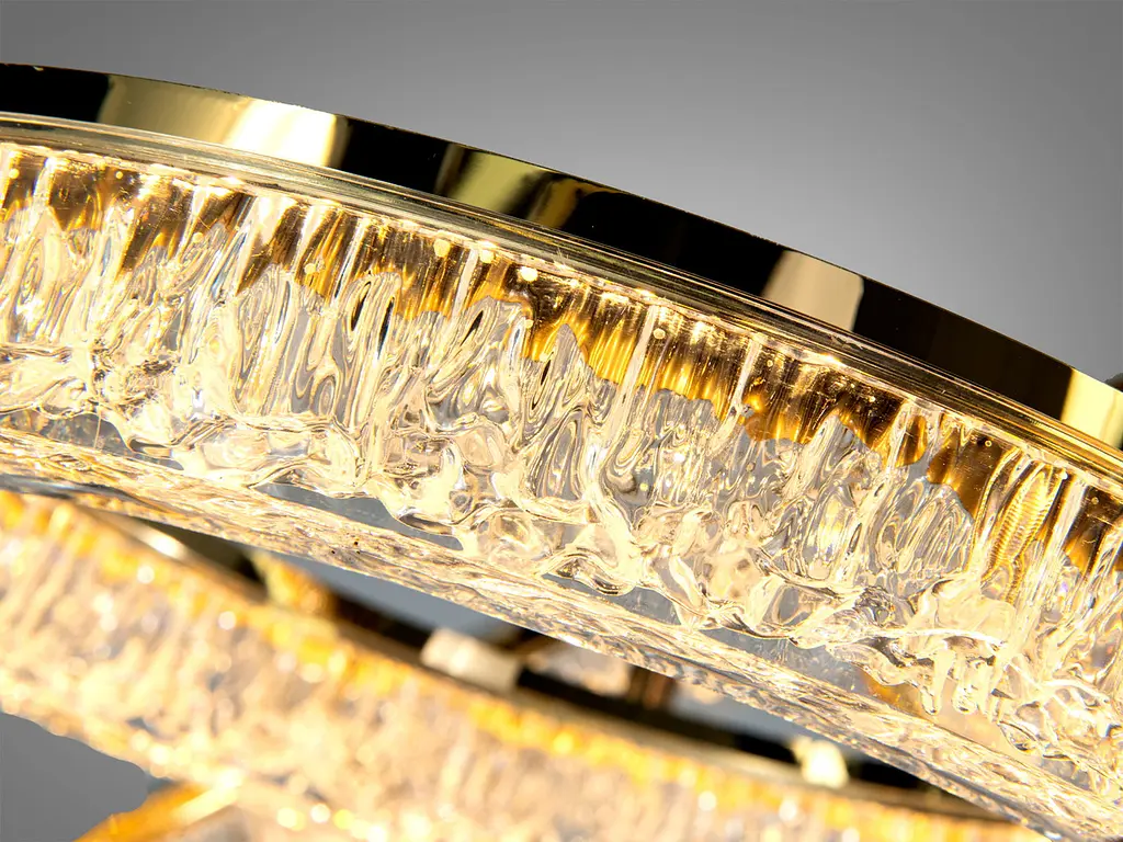 Підвісна LED люстра Diasha 1712/500+300G для спальні та вітальні, золото, 2 кільця, 54 W, освітлення 10-16 м2 - фото 5