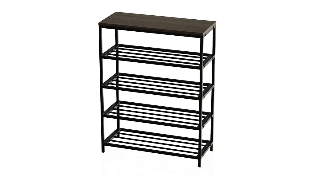 Полиця для взуття Слайм 4 Ferrum-decor 820x630x260 Чорний метал ДСП Дуб Сонома Трюфель 16 мм (FRD-105163) - фото 7