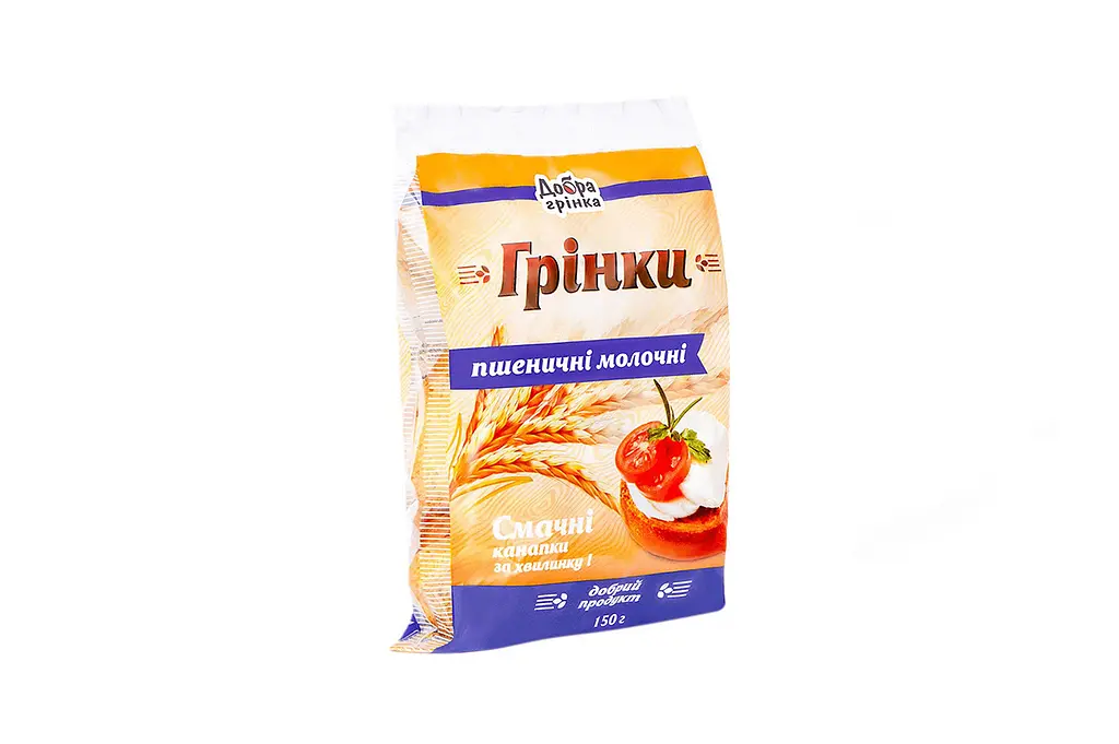 Грінки пшеничні молочні ТМ "Добра грінка", 130 г