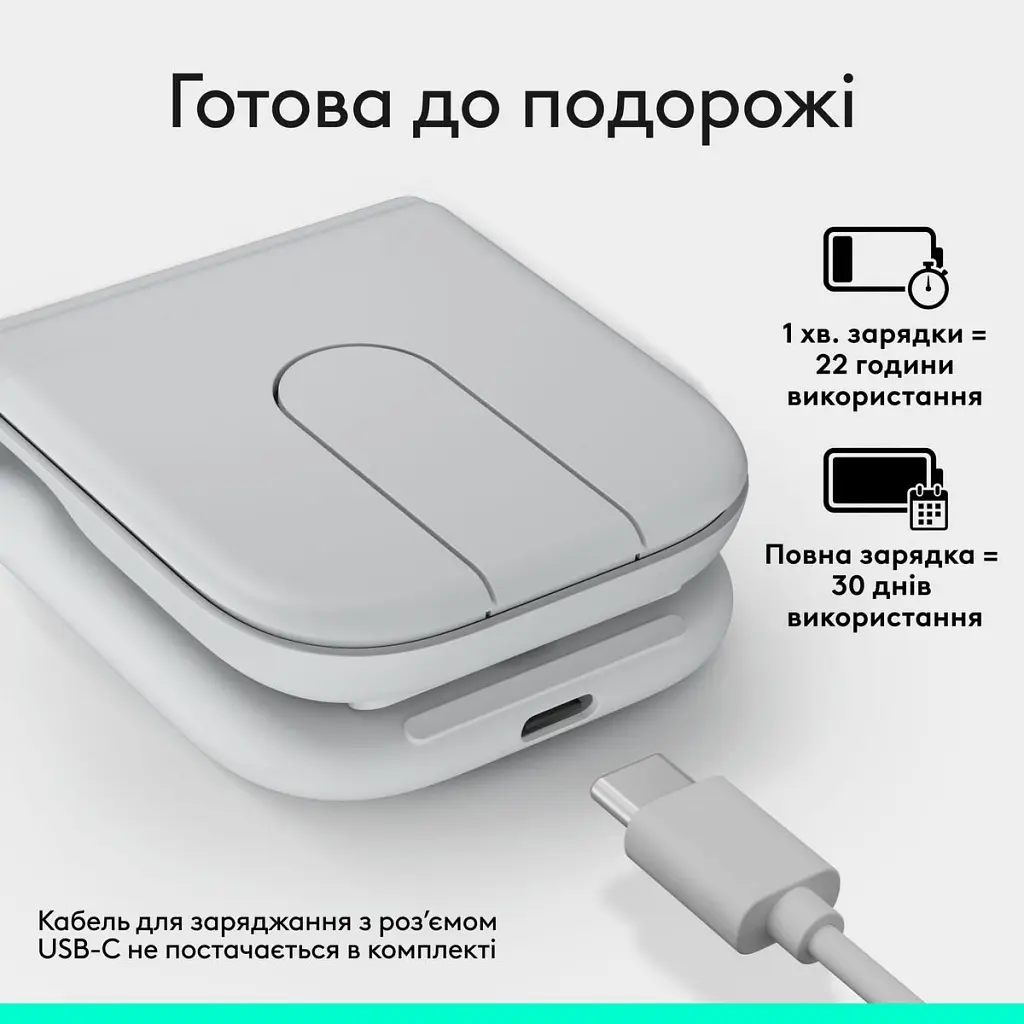 Мишка Logitech Mobi Fold Bluetooth Off-White (910-007631) - фото 5