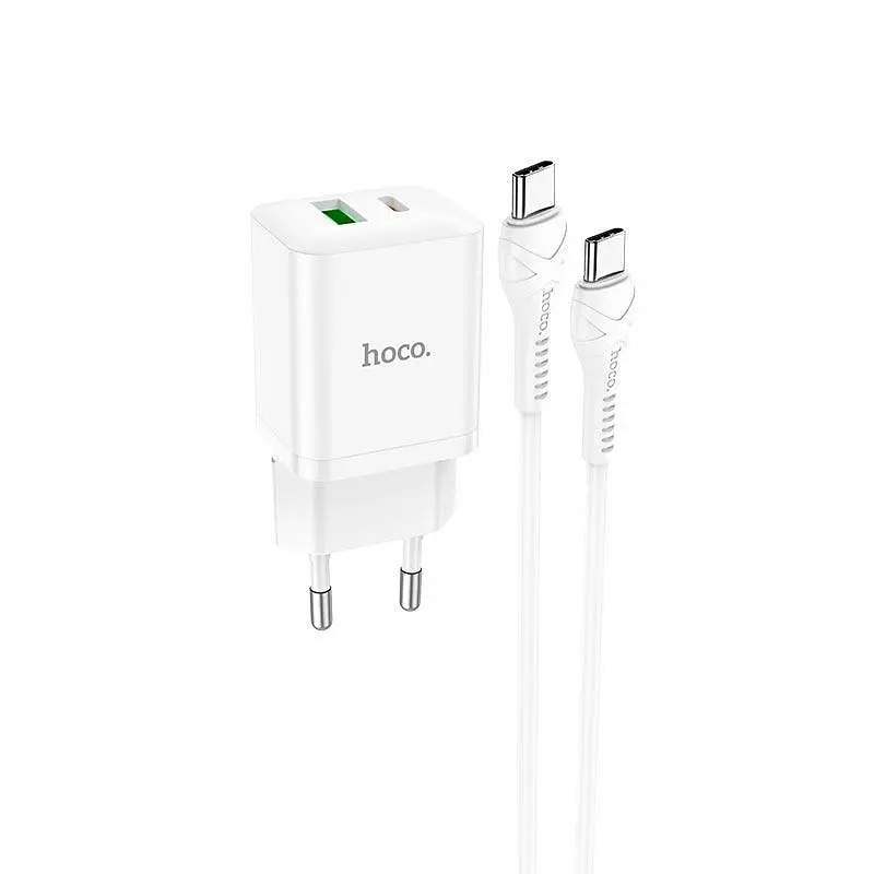 Блок — Адаптер мережевий HOCO Type-C to Type-C Cable Founder charger set N28 набір білий - фото 3