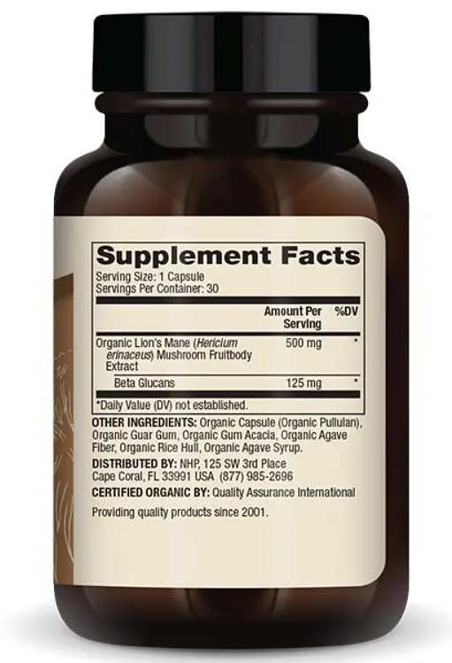 Органічний екстракт їжовіка Dr. Mercola Organic Lion's Mane Mushroom Extract 30 капсул - фото 2
