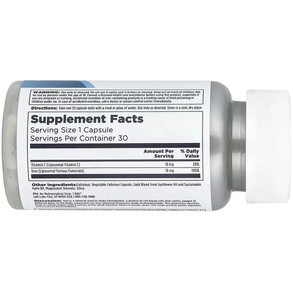 Дієтична добавка KAL Liposomal Iron 18 мг 30 вегетаріанських капсул - фото 3
