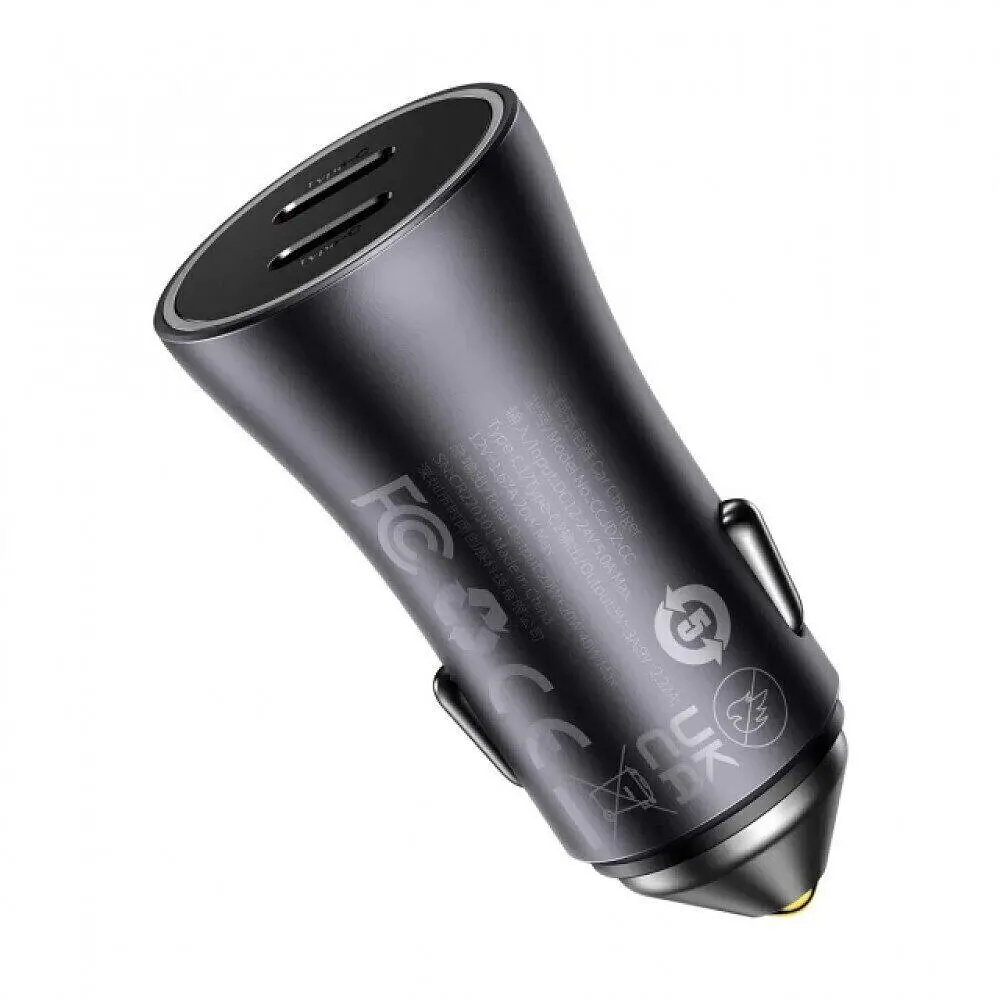 АЗУ Baseus Golden Contactor Pro Dual Quick Charger Car 2Type-C 40W CGJP000013 Dark Grey - фото 3