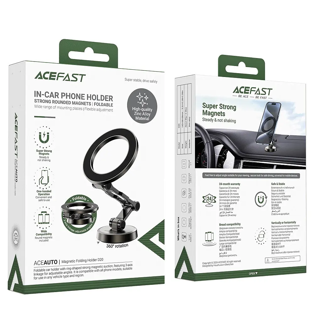 Автодержатель для телефона Acefast D20 magnetic folding holder серый - фото 2