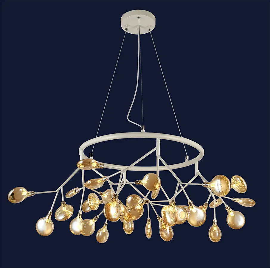 Люстра стельова LED Levistella 918LP263-36 WH+BR, 36 плафонів, білий і коричневий, метал і скло, сучасний стиль для дому - фото 2