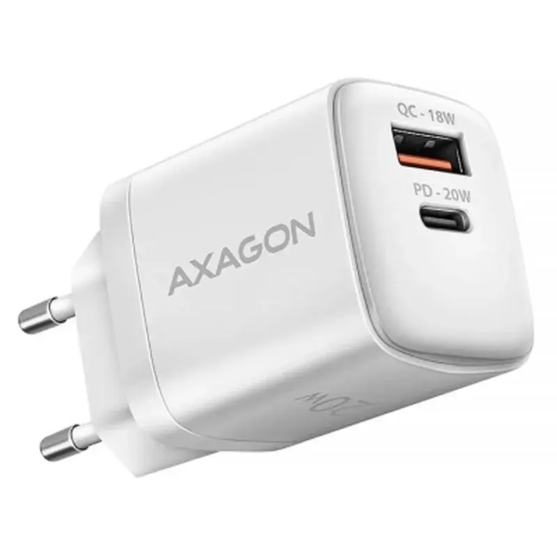 Зарядний пристрій AXAGON 1xUSB QC3.0 + 1xUSB-C PD20W white (ACU-PQ20W)