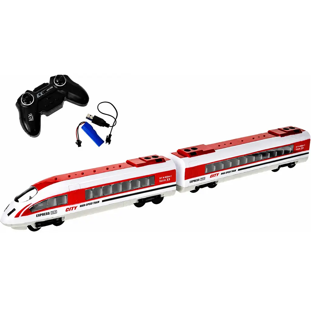 Швидкісний пасажирський поїзд на радіокеруванні City Train Express з двома вагонами, світлом та акумулятором 2.4 GHz