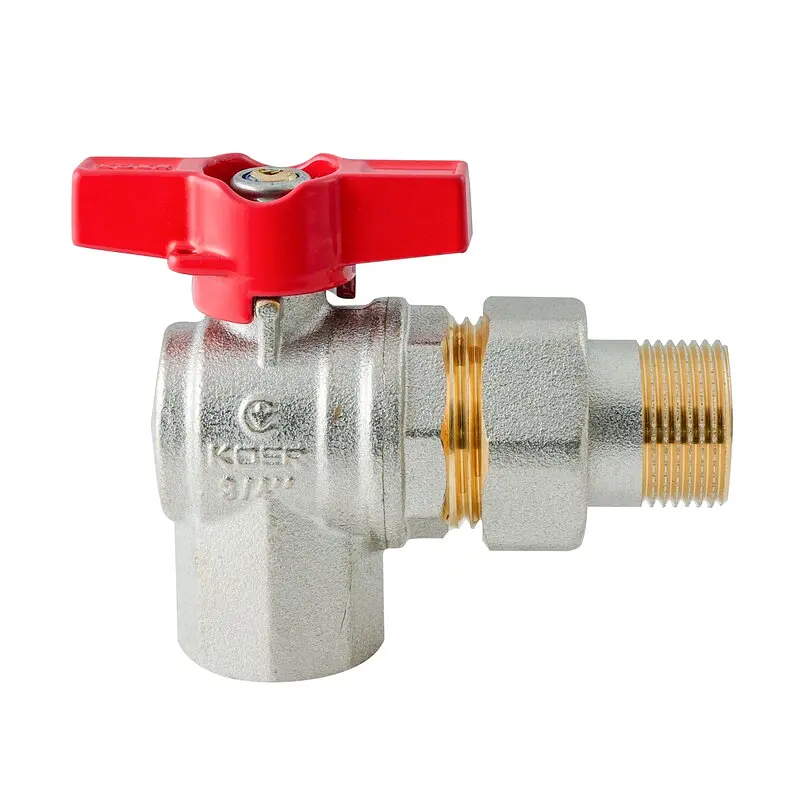 Кран з американкою кутовий Koer Extreme KE.228-20 - 3/4" ручка "метелик" червона KR5764 - фото 2