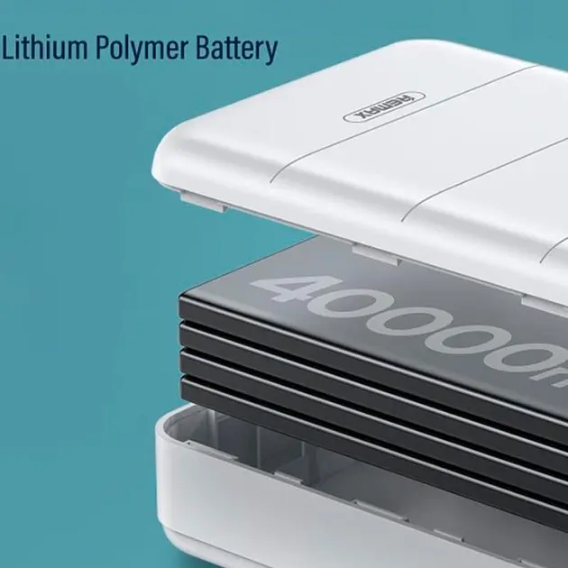 Универсальная мобильная батарея Remax RPP-184 40000mAh с фонарем (Белый) - фото 4