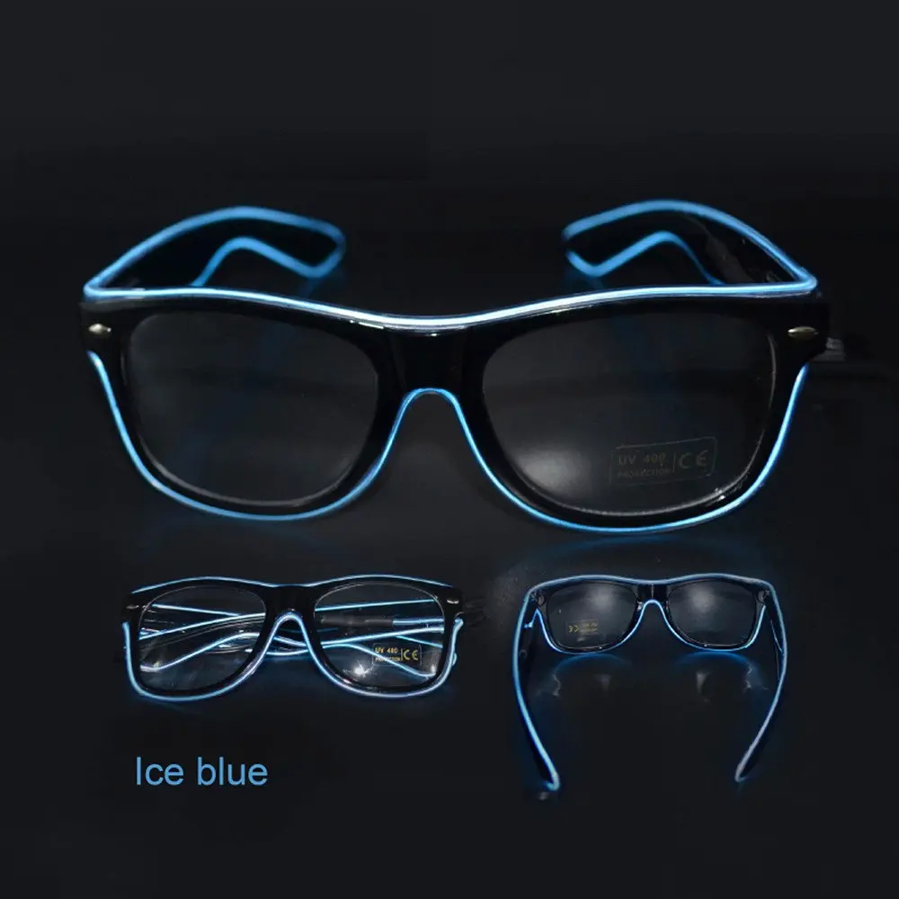 Очки светодиодные Leds прозрачные El Neon ray ice blue неоновые - фото 2