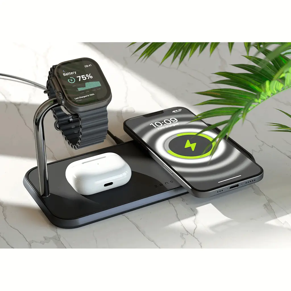 Бездротовий зарядний пристрій Zens Dual + Watch Aluminium Wireless Charger Black (ZEDC05BM/00) - фото 5