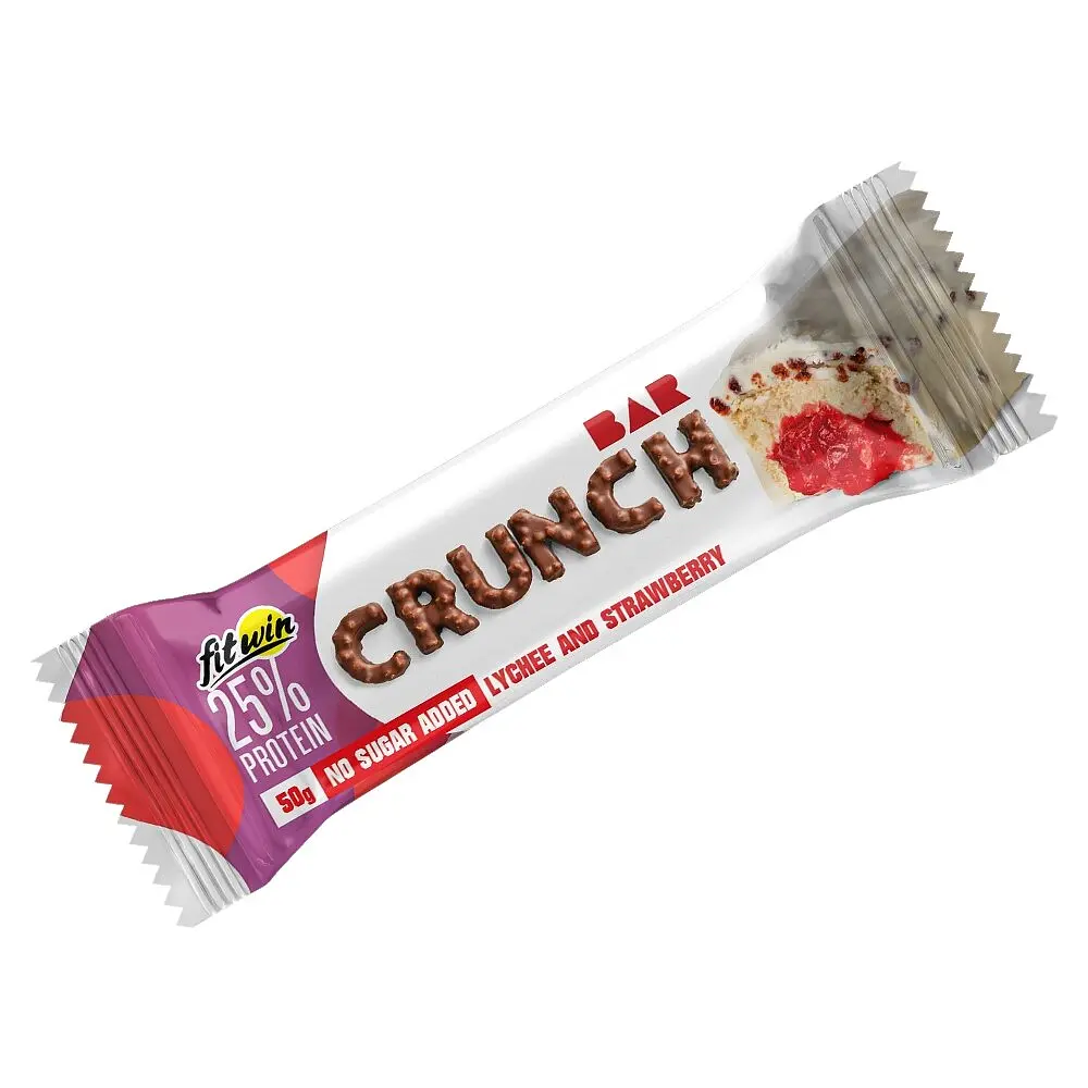 Батончик FitWin Crunch Bar 25%, 50 грам - Лічі-полуниця