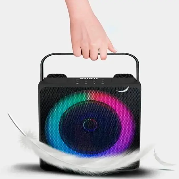 Портативна бездротова колонка з караоке SDRD SD-508 (Bluetooth, RGB, мікрофон, Black) - фото 3