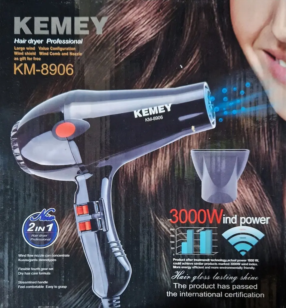 Фен для сушки и укладки волос Kemei KM-8906 3000 Вт с ионизацией - фото 9