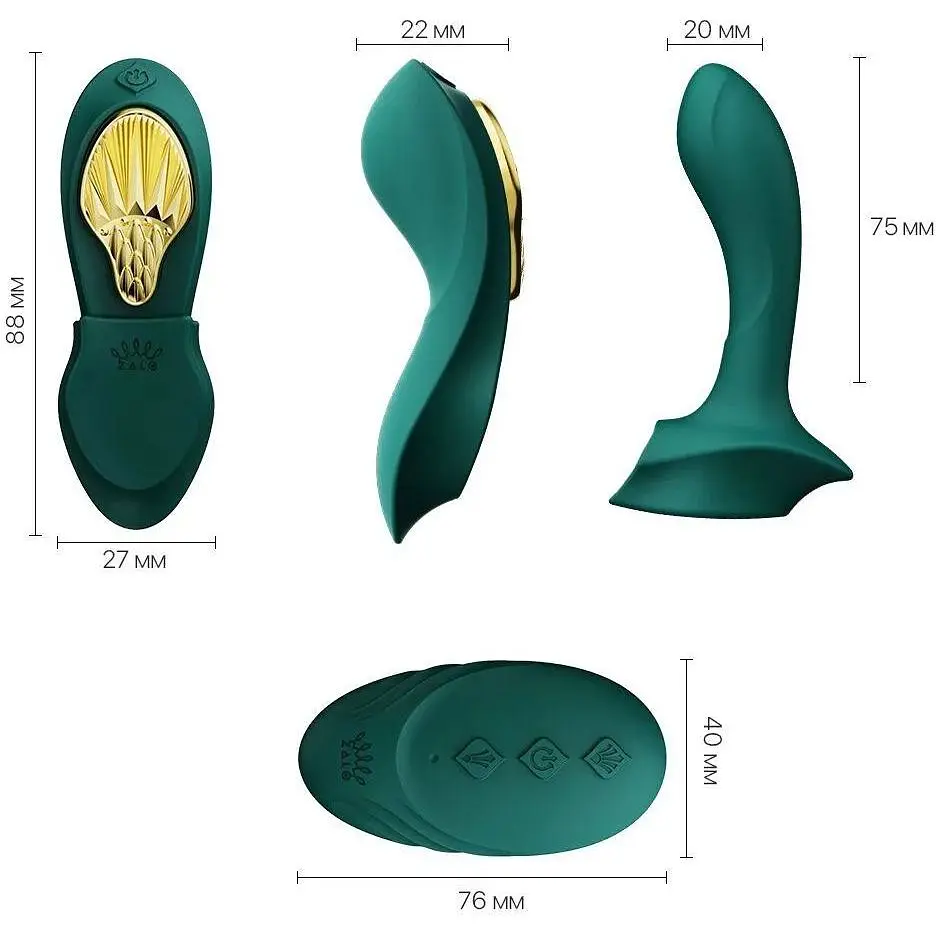 Смарт-вибратор в трусики Zalo AYA Turquoise Green насадка и пульт ДУ - фото 3
