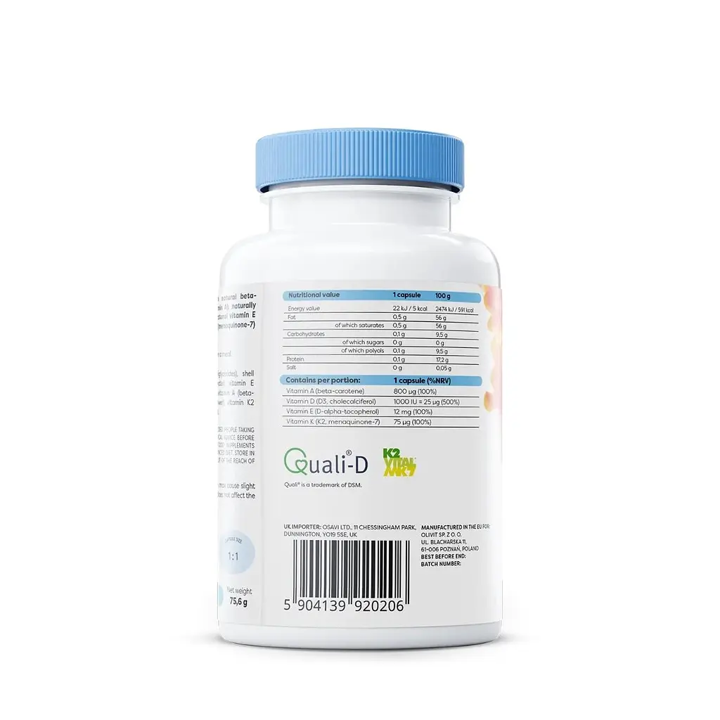 Вітамінний комплекс Osavi ADEK Vitamins, 120 капсул жиророзчинних вітамінів - фото 3