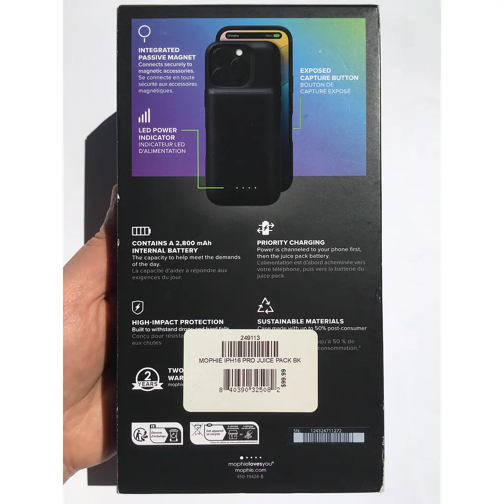 Чохол-акумулятор Mophie Juice Pack для Iphone 16 Pro (6.3") Black Power Bank 2800 mAh з магнітом - фото 13