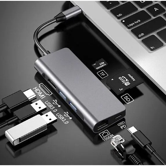 USB-хаб Prologix 7-in-1 Type-C to HDMI+2xUSB3.0+PD+Lan+TF+SD [PR-WUC-105B] [77281] - фото 6