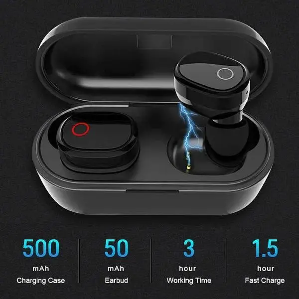 Бездротові навушники WK V20 TWS Bluetooth V5.0: 300 мА/год Siri Black - фото 4