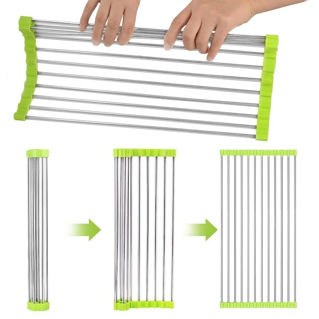 Сушарка підставка для посуду на мийку салатову 23*37 см Kitchen Drainboard - фото 4
