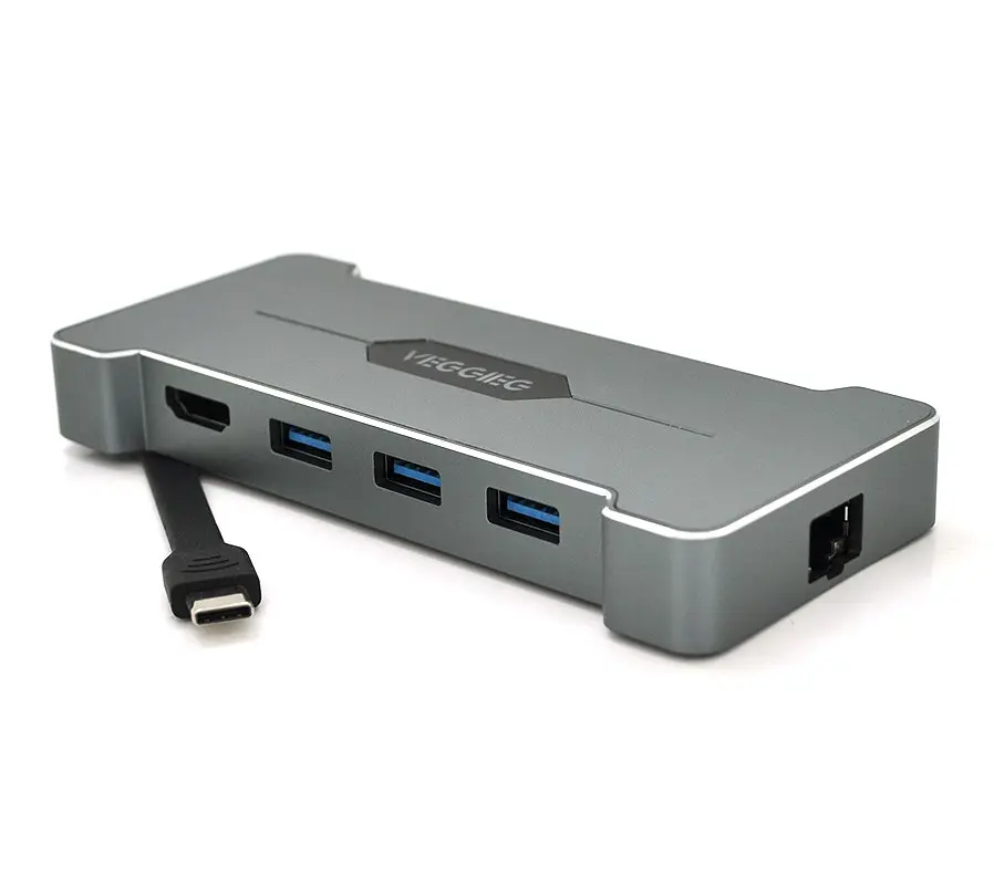 Хаб-перехідник док-станція Type-C — 3xUSB 3.0/Type-C/HDMI/Ethernet VEGGIEG TC06