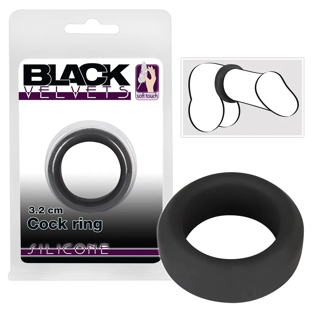 Ерекційне кільце Orion Black Velvets Cock Ring, 3.2 см (чорний)
