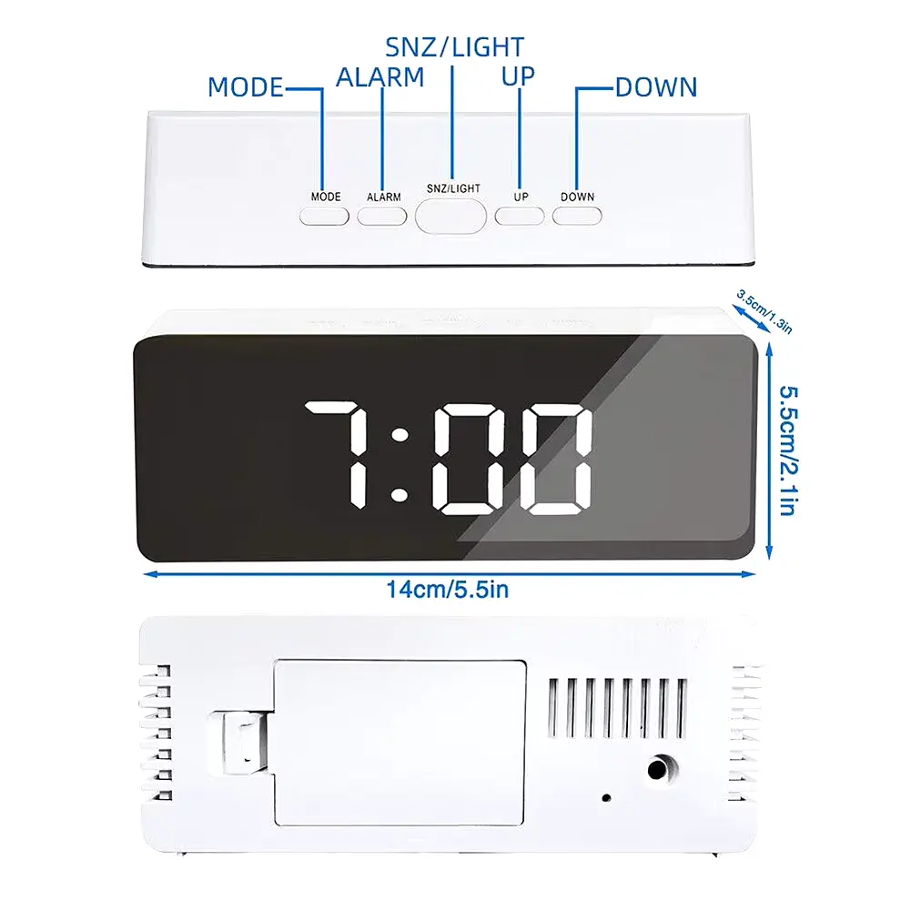 Настільний дзеркальний годинник Beluck Mirror Clock 1 з термометром  - фото 3