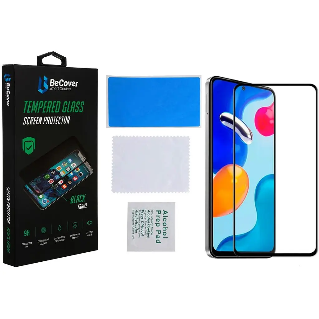 Защитное стекло BeCover для Xiaomi Redmi Note 11S 5G / Redmi Note 11T 5G Black (707500) - фото 2